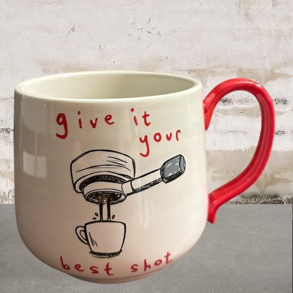 Anthropologie Jordan Nickson Give it Your Best Shot Stoneware Mug NIB - Picture 3 of 4